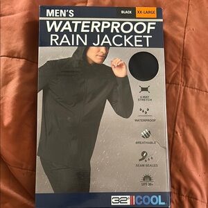 32 Degrees Men's Black Waterproof Rain Jacket